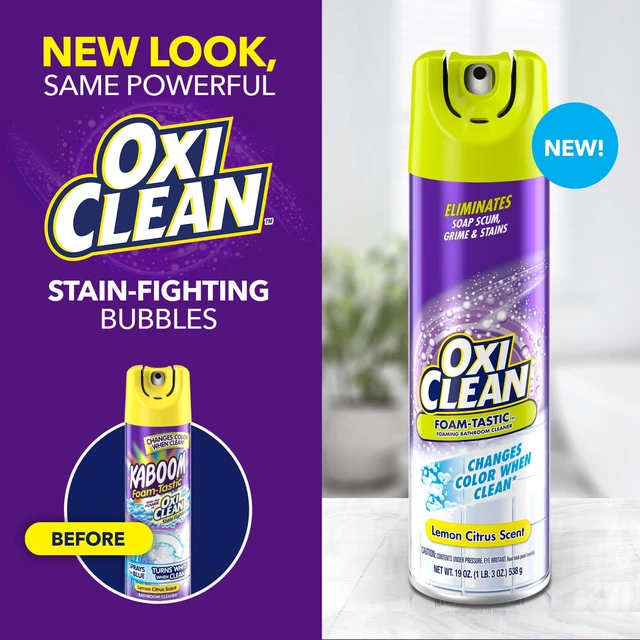 Alt view image 4 of 5 - OxiClean Foam-Tastic Foaming Bathroom Cleaner, Removes Soap Scum, Grime and Stains, Lemon Scent, 19oz