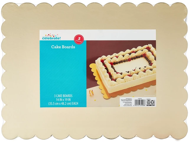 Main image of 14"x19" Gold Scallop Paper Cake Boards, 3 Count, by Way To Celebrate