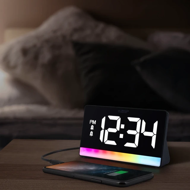 Alt view image 6 of 6 - La Crosse Technology Deep Sleep Alarm Clock Digital Color Changing