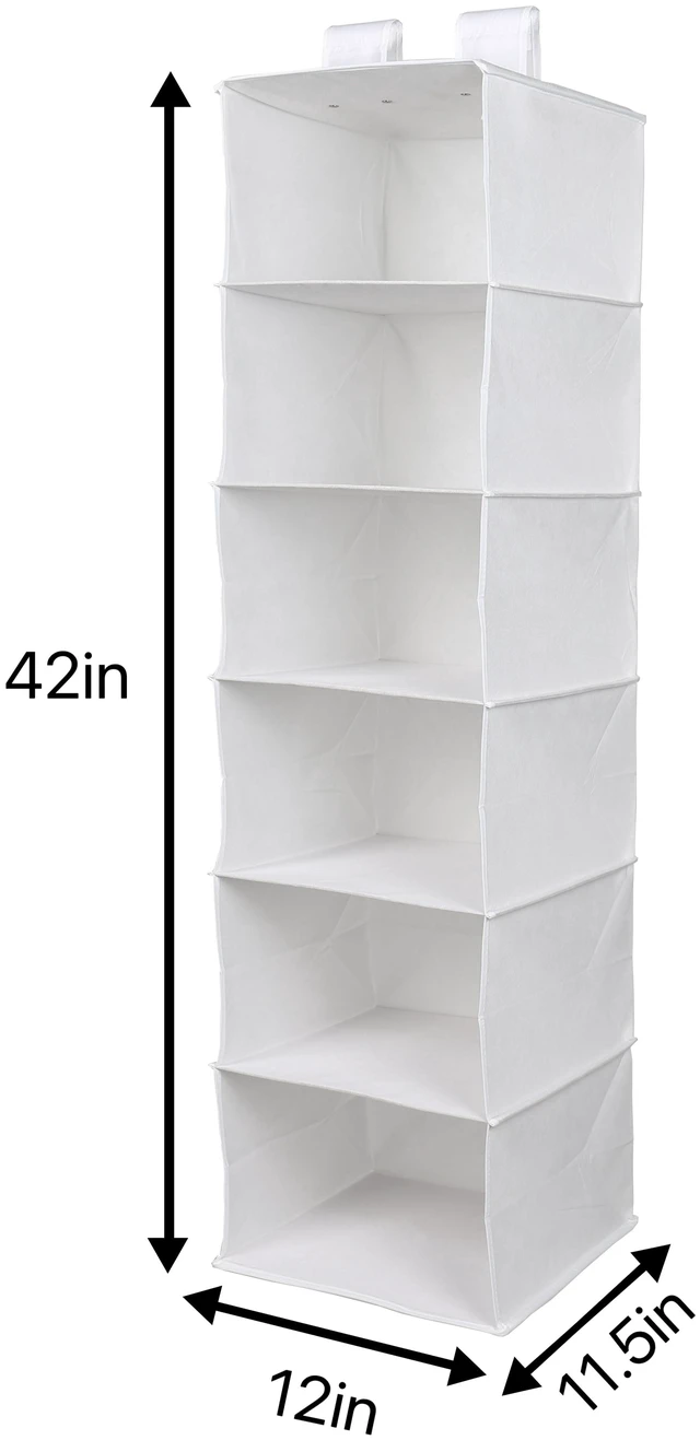 Alt view image 3 of 6 - Mainstays 6 Shelf Non-Woven Hanging Closet Organizer, Arctic White
