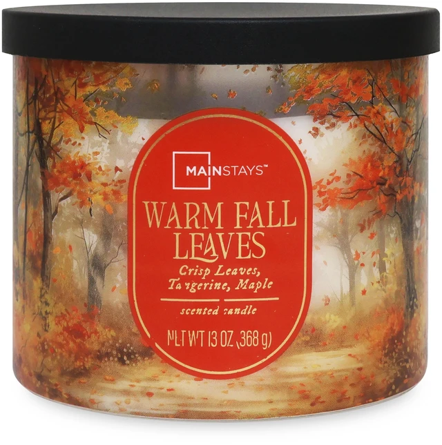 Main image of Mainstays Warm Fall Leaves Scented Candle, 3 Wicks, 13oz