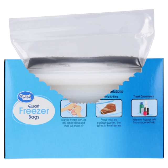 Alt view image 6 of 6 - Great Value Double Zipper Quart Freezer Bags, 150 Count