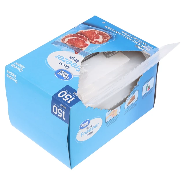 Alt view image 5 of 6 - Great Value Double Zipper Quart Freezer Bags, 150 Count