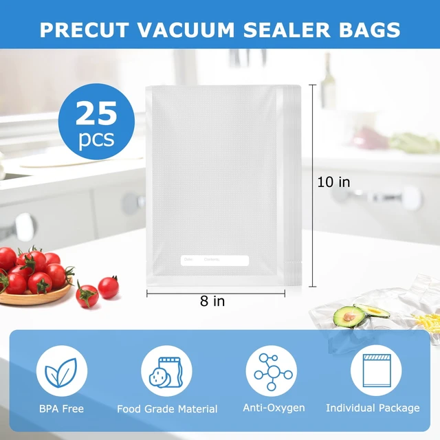 Alt view image 2 of 5 - Mainstays Quart Vacuum Sealer Bags, 25-Count, BPA-Free, Pre-Cut for Food Storage and Sous Vide