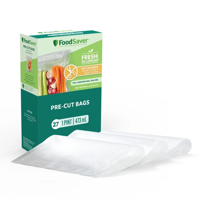 Alt view image 4 of 5 - FoodSaver Pint Vacuum Seal Bags, 27 Count, BPA-Free Pre-Cut Freezer Bags, Align to Seal & Tear to Open for Food Storage, Sous Vide, Meal Prep