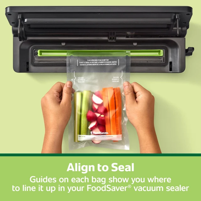Alt view image 3 of 5 - FoodSaver Pint Vacuum Seal Bags, 27 Count, BPA-Free Pre-Cut Freezer Bags, Align to Seal & Tear to Open for Food Storage, Sous Vide, Meal Prep