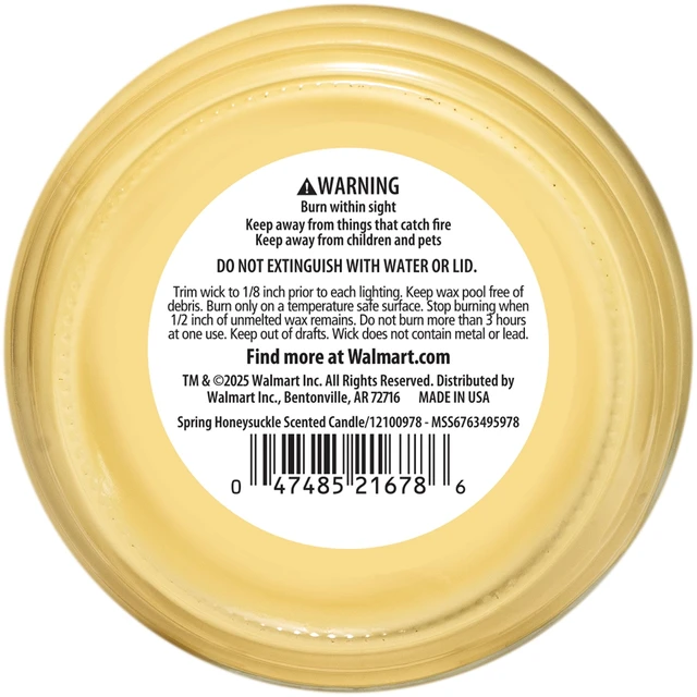 Alt view image 3 of 6 - Mainstays 3-Wick Glass Jar Candle, Spring Honeysuckle Scented, 11.5oz