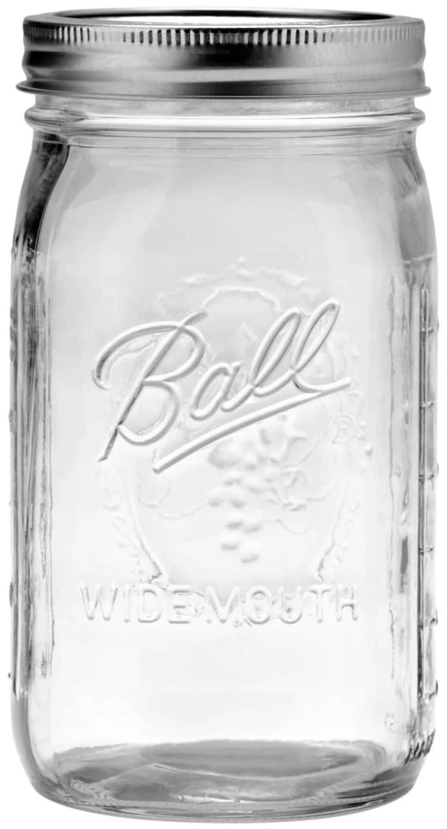 Alt view image 4 of 5 - Ball Glass Mason Jar with Lid & Band, Wide Mouth, 32 oz, 2 Pack