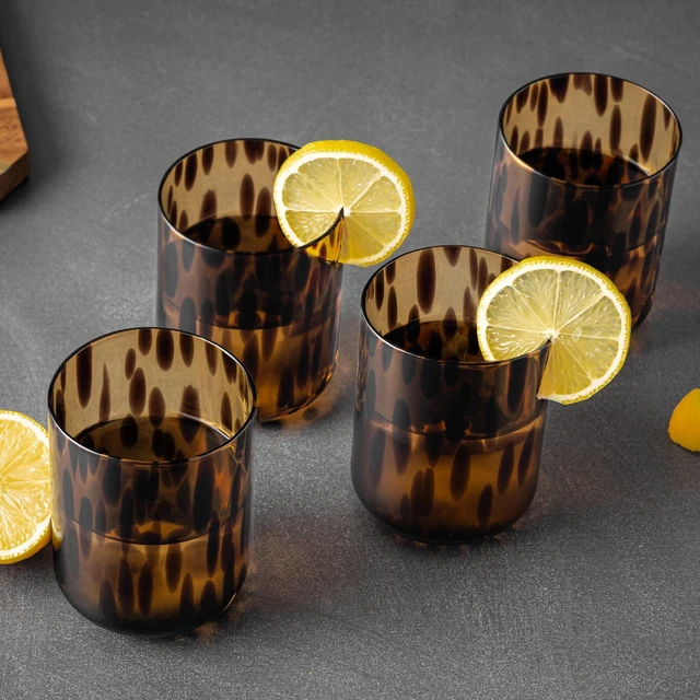 Alt view image 2 of 5 - Thyme & Table 12fl oz Tortoise Brown Drinking Glass