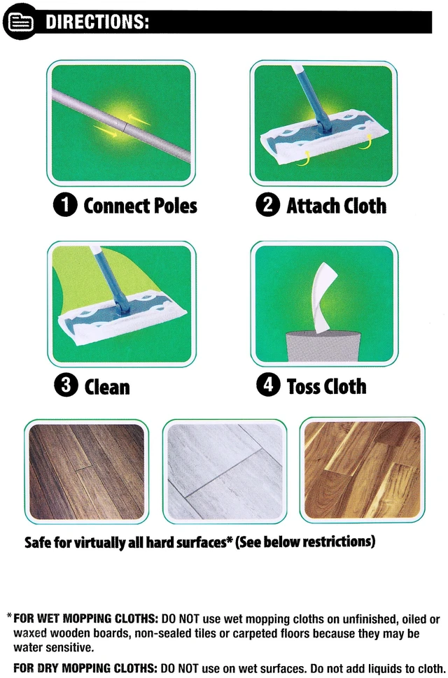 Alt view image 5 of 6 - Great Value Wet & Dry Mop Sweeper Kit with 10 Pad Refills