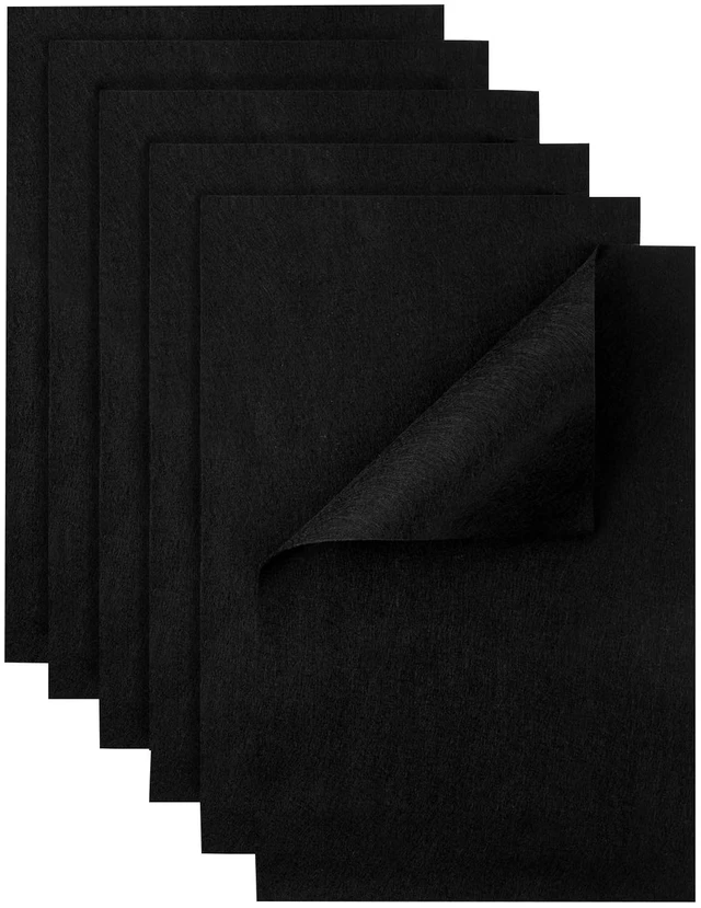 Main image of HaoFeiJH Black Felt Fabric Sheets 6Pcs 8x12in 1.5mm Soft Felt Squares for Sewing Patchwork Decoration Embroidering Book DIY Craft