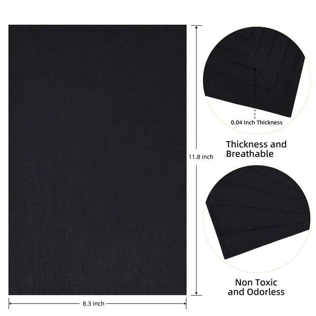 Alt view image 7 of 7 - HaoFeiJH Black Felt Fabric Sheets 6Pcs 8x12in 1.5mm Soft Felt Squares for Sewing Patchwork Decoration Embroidering Book DIY Craft