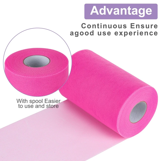 Alt view image 5 of 6 - 6 Inch x 100 Yards White Tulle Fabric Roll