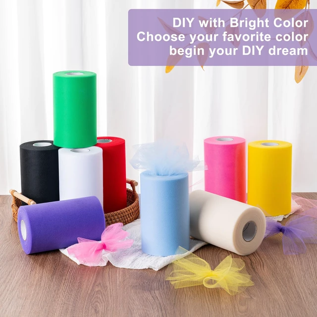 Alt view image 3 of 6 - 6 Inch x 100 Yards White Tulle Fabric Roll