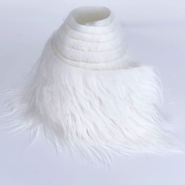 Main image of 2x60Inch White Faux Fur Fabric Precut Strips, Shaggy Plush Fluffy for Gnome Beard Cosplay Costume Dwarf Decoration