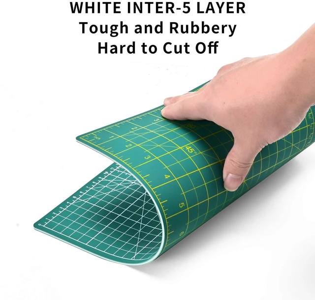 Alt view image 5 of 6 - ArtAt Self Healing Cutting Mat 9"x12" Non-Slip PVC Double Sided 5-Ply A4 Rotary Cutting Mat for Quilting Sewing Crafts Fabric Scrapbooking Green