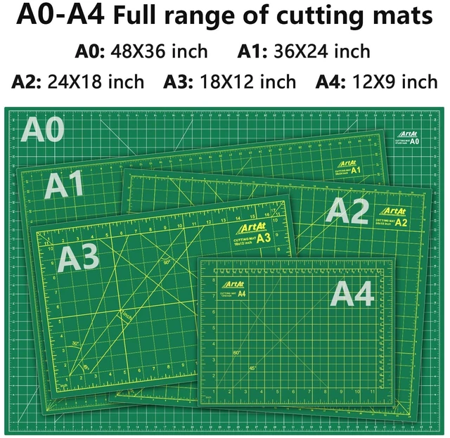 Alt view image 3 of 6 - ArtAt Self Healing Cutting Mat 9"x12" Non-Slip PVC Double Sided 5-Ply A4 Rotary Cutting Mat for Quilting Sewing Crafts Fabric Scrapbooking Green