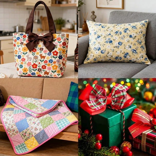 Alt view image 5 of 7 - 7 Pcs 20x20 Inch 100% Cotton Fabric Bundles Squares, Brown