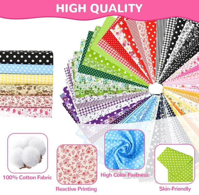 Alt view image 3 of 7 - 7 Pcs 20x20 Inch 100% Cotton Fabric Bundles Squares, Brown