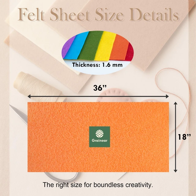 Alt view image 5 of 6 - Ivory Soft Acrylic Felt Sheet, 18" x 36", 1.6mm Thick