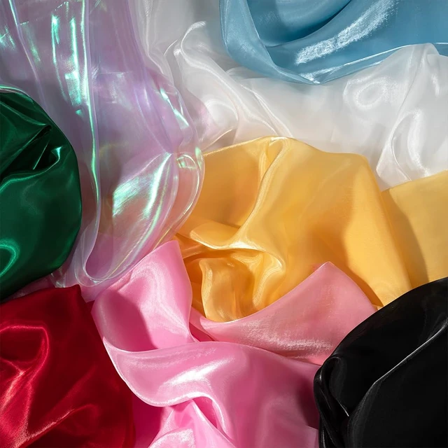 Alt view image 5 of 7 - Iridescent Liquid Organza Fabric, Translucent Silky, 44" Wide, 1 Yard