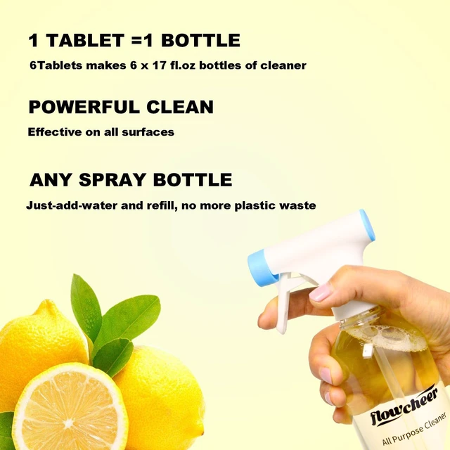 Alt view image 3 of 4 - Flowcheer Natural Multi Surface Cleaner Refills Spray, 6-Pack, Lemon