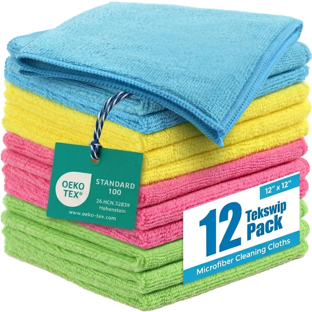 Main image of Microfiber Cleaning Cloth 12-Pack 12"x12" Assorted Kitchen Towels