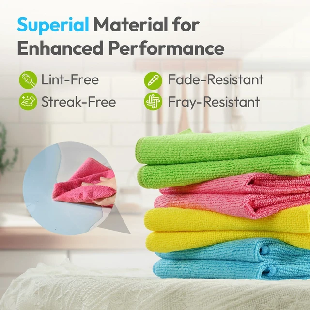 Alt view image 3 of 6 - Microfiber Cleaning Cloth 12-Pack 12"x12" Assorted Kitchen Towels