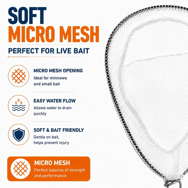 Alt view image 2 of 6 - BasicGear Minnow Dip Net 12in Micro Mesh for Bait Bucket