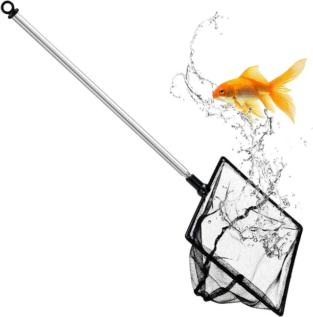 Main image of Fine Mesh Aquarium Net 4Inch, Extendable Stainless Steel Long Handle 9-24Inch for Fish Tank Shrimp Tank Pond Creek
