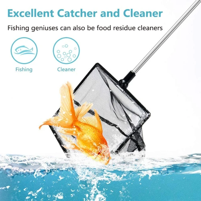 Alt view image 4 of 5 - Fine Mesh Aquarium Net 4Inch, Extendable Stainless Steel Long Handle 9-24Inch for Fish Tank Shrimp Tank Pond Creek