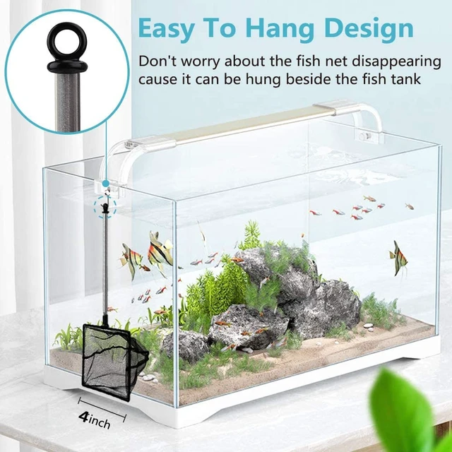 Alt view image 5 of 5 - Fine Mesh Aquarium Net 4Inch, Extendable Stainless Steel Long Handle 9-24Inch for Fish Tank Shrimp Tank Pond Creek