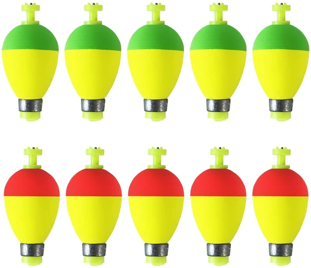Main image of 10 Pack Weighted Foam Snap-on Ball Oval Fishing Bobbers Floats for Bluegill Crappie Panfish Bass Trout