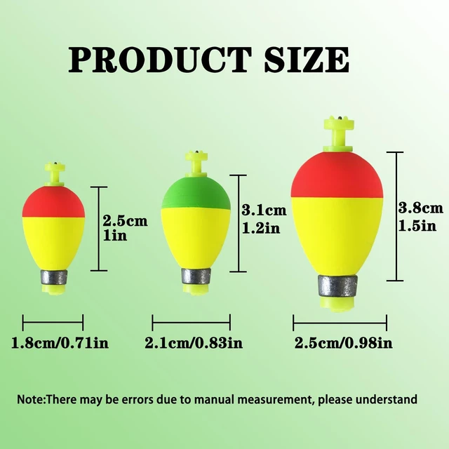 Alt view image 4 of 6 - 10 Pack Weighted Foam Snap-on Ball Oval Fishing Bobbers Floats for Bluegill Crappie Panfish Bass Trout