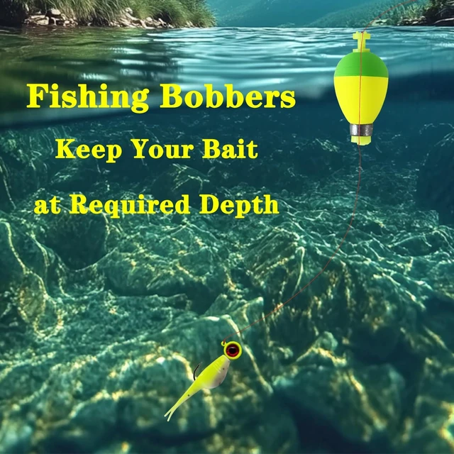 Alt view image 5 of 6 - 10-Pack Weighted Foam Snap-on Fishing Floats Ball Oval Corks for Bluegill Crappie Panfish Bass Trout