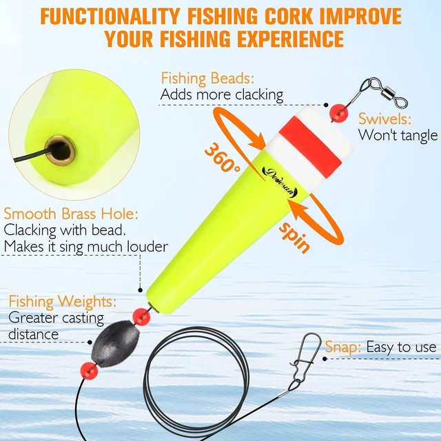 Alt view image 5 of 6 - Dovesun Popping Cork Float Rig Weighted Fishing Bobbers Floats 3 Size for Saltwater Freshwater
