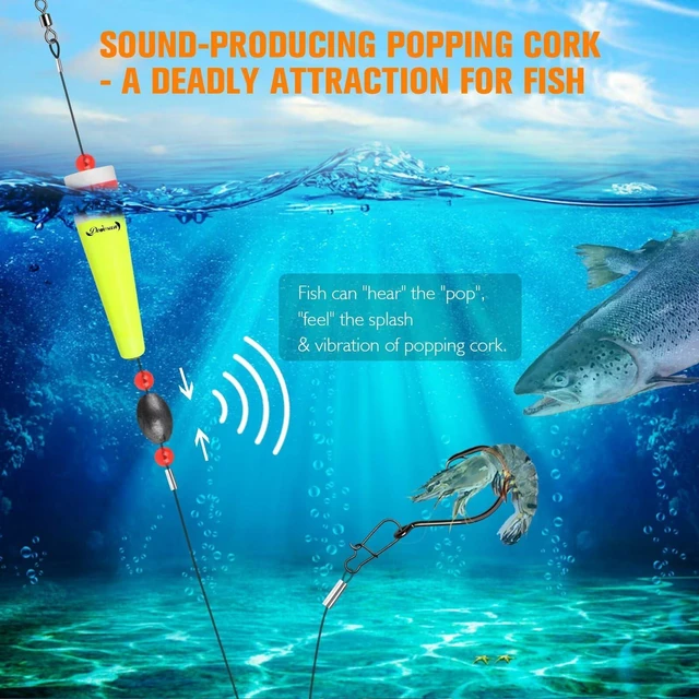 Alt view image 2 of 6 - Dovesun Popping Cork Float Rig Weighted Fishing Bobbers Floats 3 Size for Saltwater Freshwater
