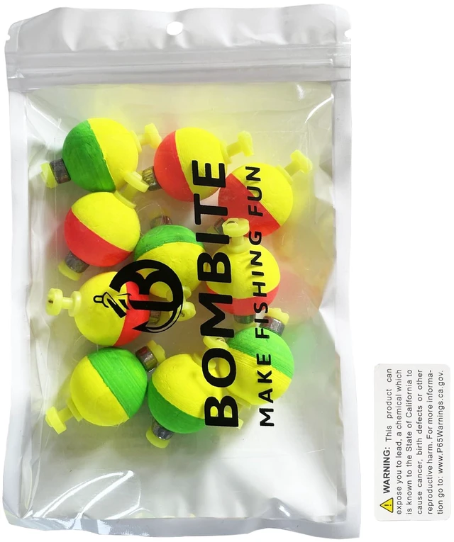 Alt view image 2 of 6 - 10 Packs Weighted Fishing Bobbers Floats, Foam Snap-on Oval Ball Fishing Corks for Bluegill Crappie Panfish Bass Trout