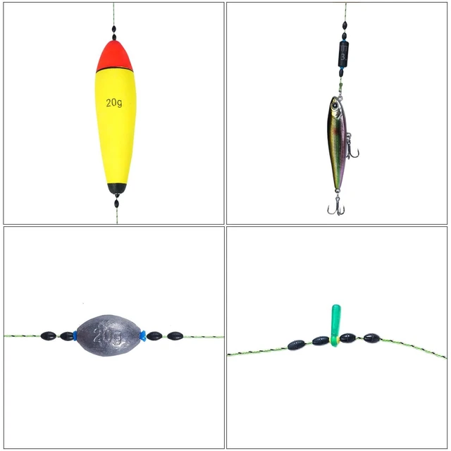 Alt view image 6 of 7 - Lavie&Camus 720PCS Fishing Bobber Stopper, 6-in-1 Black Rubber Oval Floats Sinker Stops, L M S Size Float Stop Kit