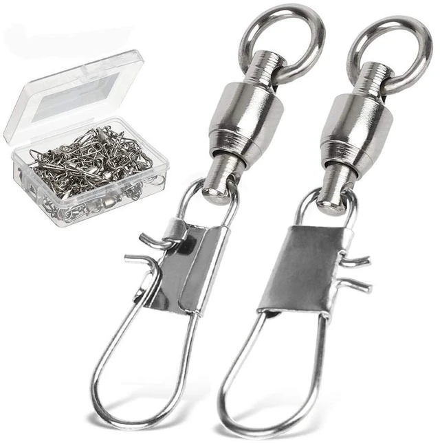 Main image of AMYSPORTS Fishing Swivels with Interlock Snap Ball Bearing, Saltwater Freshwater Fishing Tackle, Leader, Lure, Jigs, Line Connector