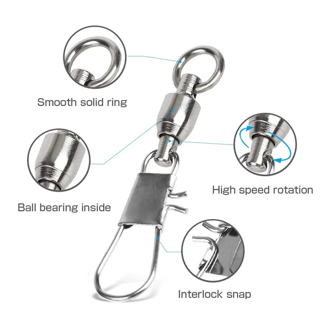 Alt view image 2 of 6 - AMYSPORTS Fishing Swivels with Interlock Snap Ball Bearing, Saltwater Freshwater Fishing Tackle, Leader, Lure, Jigs, Line Connector