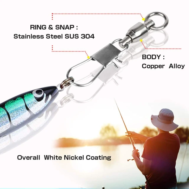 Alt view image 5 of 6 - AMYSPORTS Fishing Swivels with Interlock Snap Ball Bearing, Saltwater Freshwater Fishing Tackle, Leader, Lure, Jigs, Line Connector