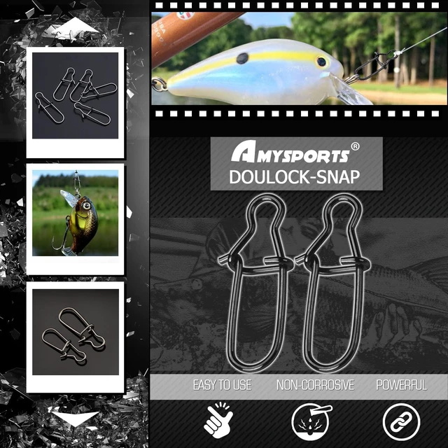 Alt view image 2 of 7 - AMYSPORTS Duo Lock Snap Swivel Stainless Quick Change Fishing Snap Clip Solid Black Nickel 26lb-220lb