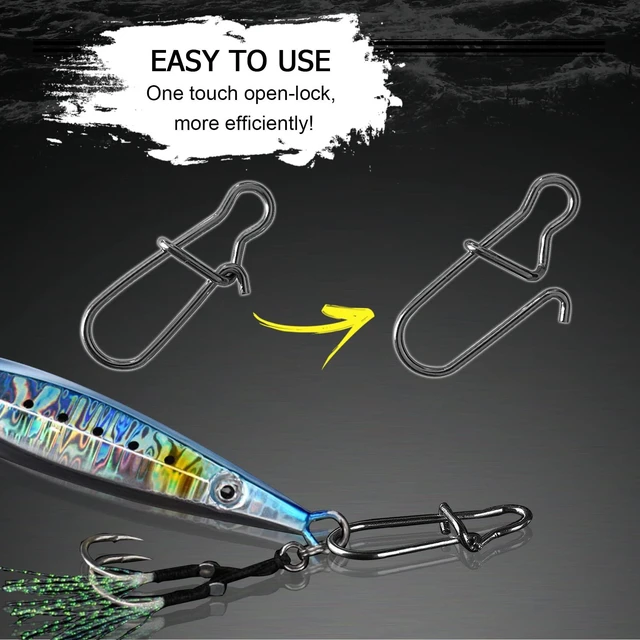 Alt view image 4 of 7 - AMYSPORTS Duo Lock Snap Swivel Stainless Quick Change Fishing Snap Clip Solid Black Nickel 26lb-220lb