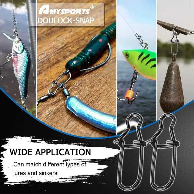 Alt view image 3 of 7 - AMYSPORTS Duo Lock Snap Swivel Stainless Quick Change Fishing Snap Clip Solid Black Nickel 26lb-220lb