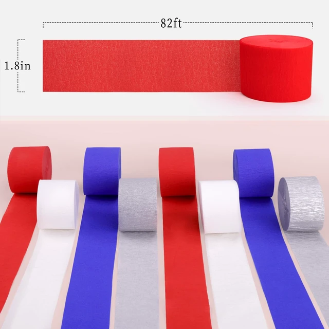 Alt view image 4 of 6 - 8 Rolls Crepe Paper Streamers, Red White and Blue Patriotic Decorations for 4th of July, Memorial Day, Birthday Party