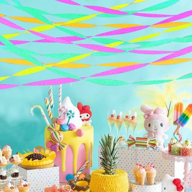 Alt view image 4 of 7 - 600ft Glow Crepe Paper Streamers Black Light Reactive Neon Party Decorations for Wedding Birthday