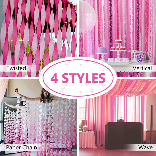Alt view image 5 of 6 - PartyWoo Hot Pink Crepe Paper Streamers 4-Pack 328ft