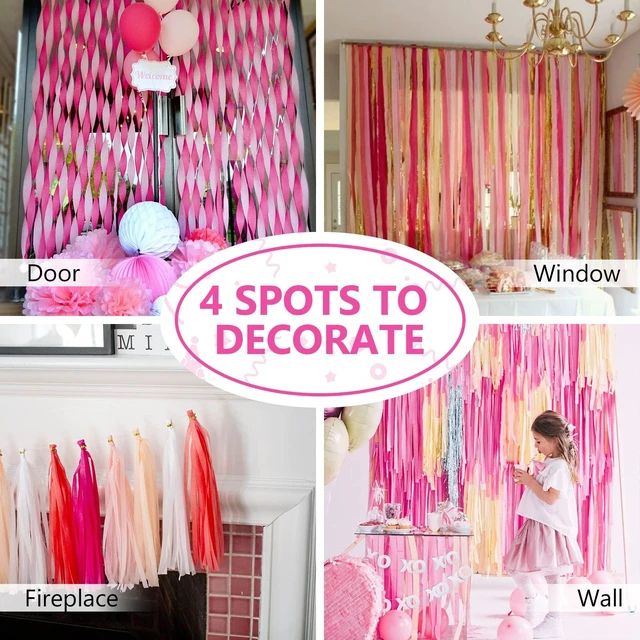 Alt view image 4 of 6 - PartyWoo Hot Pink Crepe Paper Streamers 4-Pack 328ft