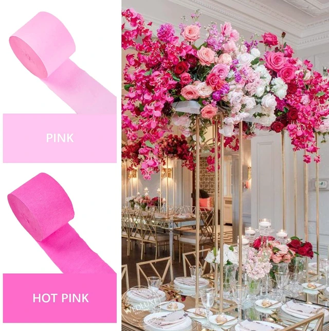 Alt view image 2 of 6 - PartyWoo Hot Pink Crepe Paper Streamers 4-Pack 328ft